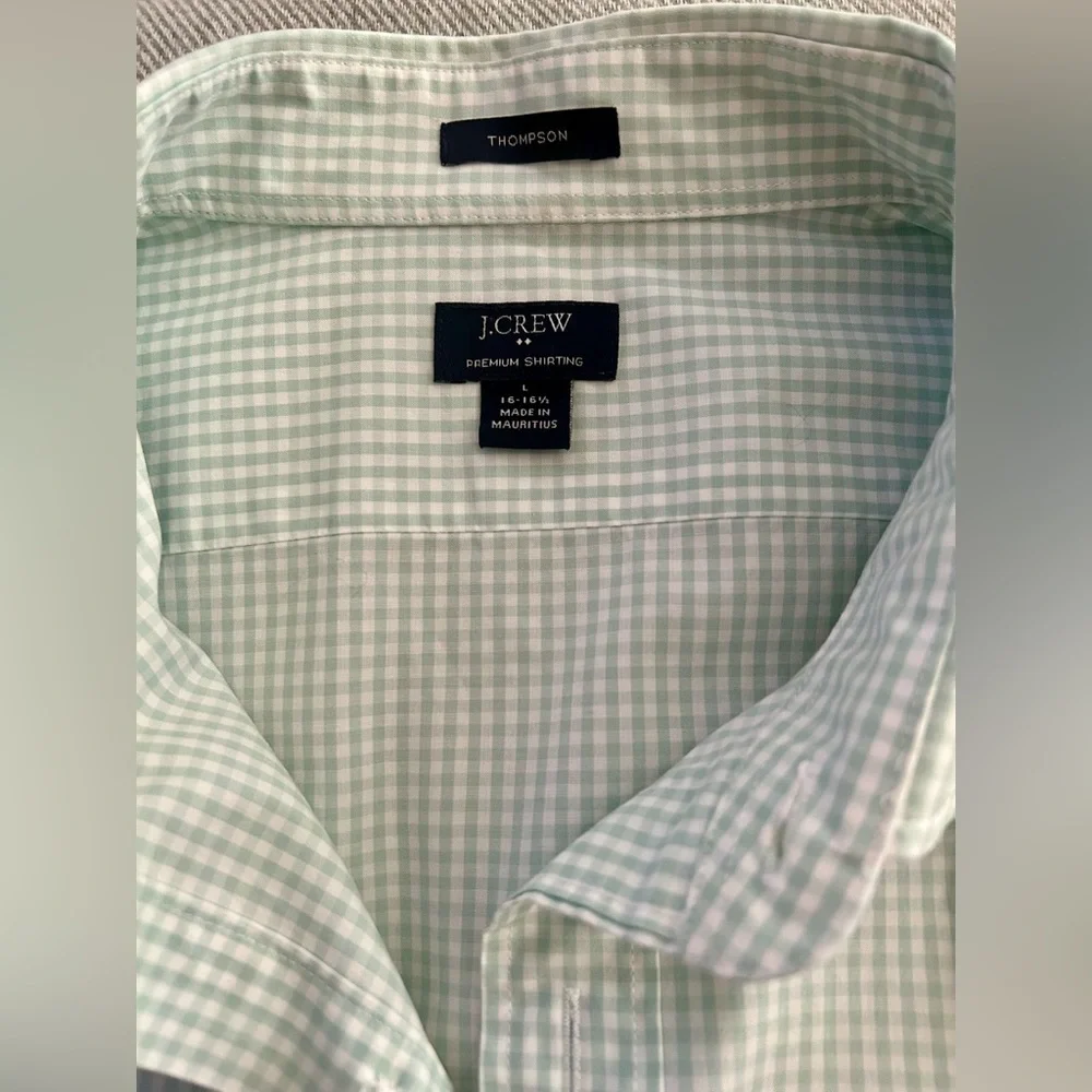 J. Crew Thompson Button Up Dress Shirt Men Large Green / White Gingham